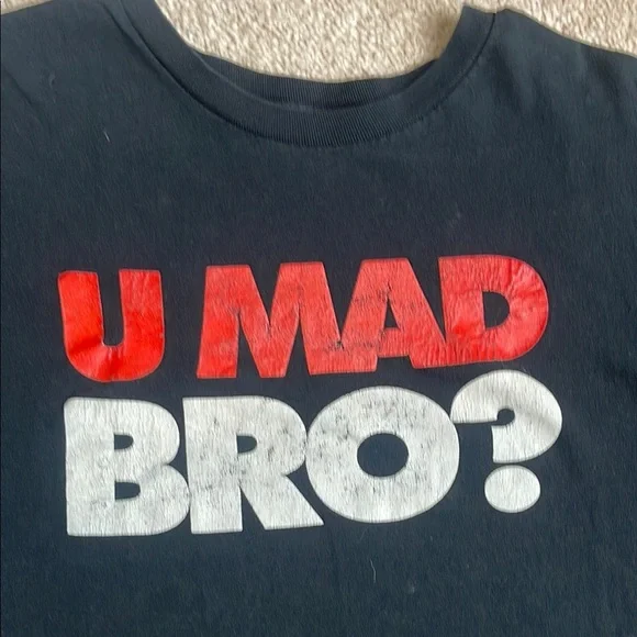 “U MAD BRO?” Graphic Tee with Bold Red and White Text - Picture 2 of 3